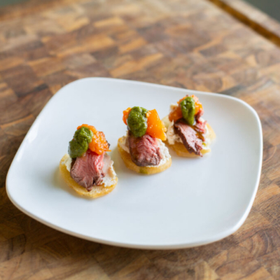 Beef Tenderloin Bruschetta (Appetizer)